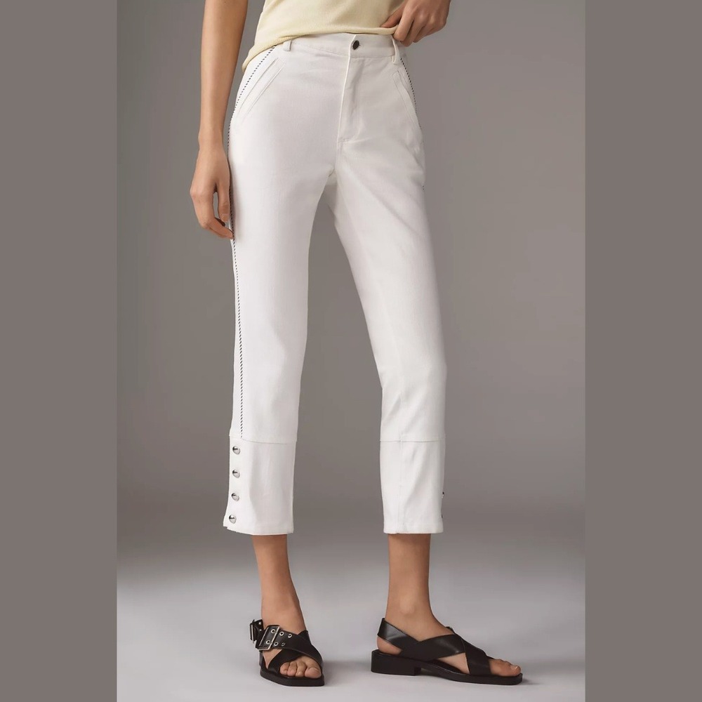 Maeve Slim Cuffed Crop Jeans Womens 27 (29 Actual) Pants High Rise Nautical Trim